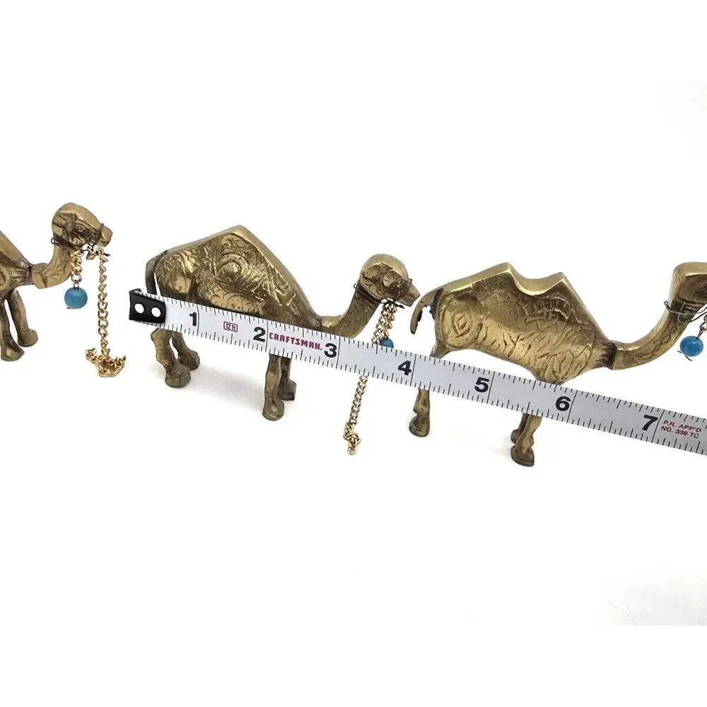 3 Camel, donkey caravan, brass bronze mini animal